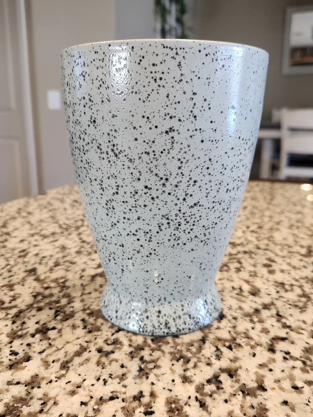 Artisan Speckled Light Blue Gray Stoneware Ceramic Vase